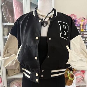 Black and Cream Varsity Jacket